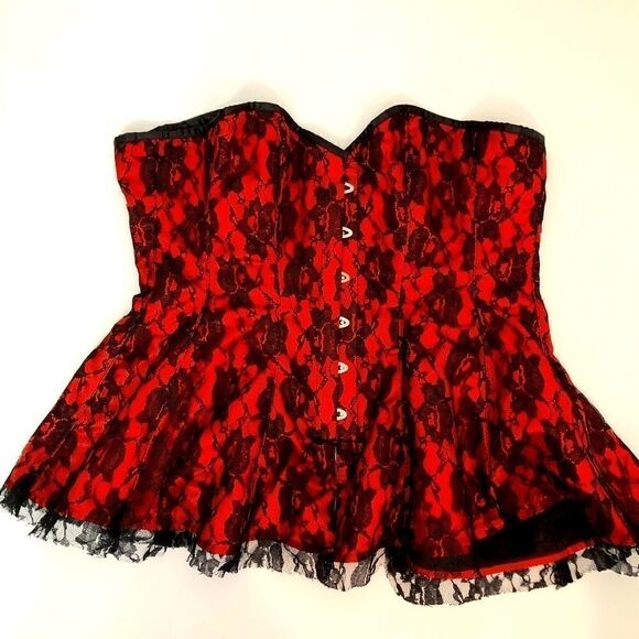 SEXY Lace Up Black & Red Bandeau Size 3X!! - Picture 1 of 10